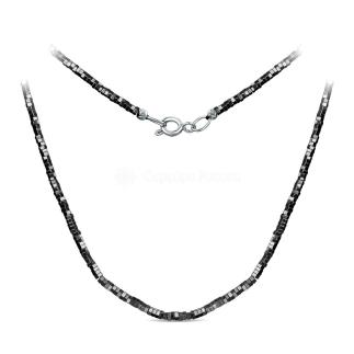 Колье из серебра с гематитом родированное