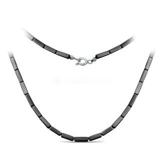 Колье из серебра с гематитом родированное