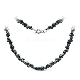 Колье из серебра с гематитом родированное