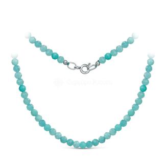 Колье из серебра с амазонитом родированное