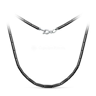 Колье из серебра с гематитом родированное