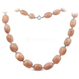 Колье из серебра с солнечным камнем родированное