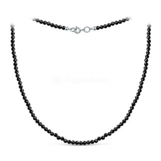 Колье из серебра с чёрной шпинелью родированное