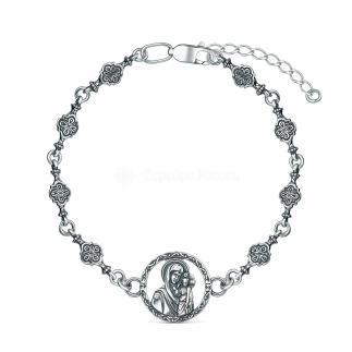 Браслет из чернёного серебра - Казанская Божья Матерь