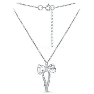Колье из серебра с фианитами родированное - Бант