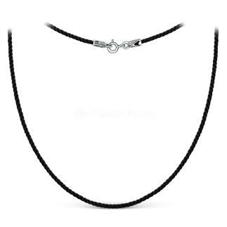 Шнурок текстильный из чернёного серебра