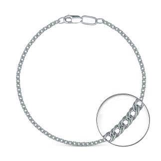 Браслет из серебра родированный - Двойной ромб, 18 см