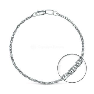 Браслет из серебра родированный пл кордовая- 17 см