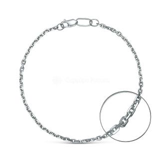 Браслет из серебра родированный - Якорь, 18 см