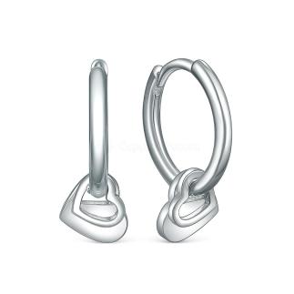 Серьги-трансформеры из родированного серебра - Сердца (3 в 1)