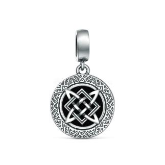 Подвеска из чернёного серебра с чёрным агатом - Звезда Руси