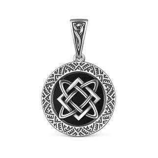 Подвеска из чернёного серебра с чёрным агатом - Звезда Лады