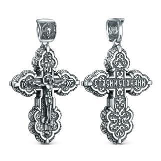 Крест православный из чернёного серебра - 2,8 см 
