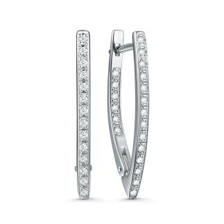 Серьги из серебра с фианитами родированные