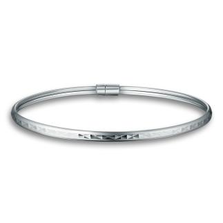 Браслет жесткий из серебра с замком на магнитах родированный