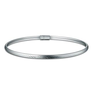 Браслет жесткий из серебра с замком на магнитах родированный