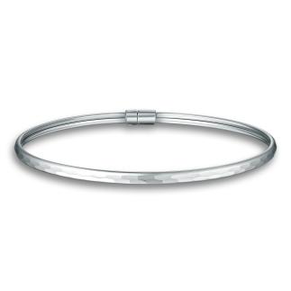 Браслет жесткий из серебра с замком на магнитах родированный