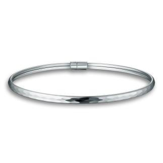 Браслет жесткий из серебра с замком на магнитах родированный