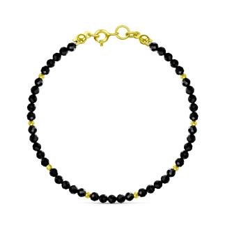 Браслет из золочёного серебра с чёрной шпинелью