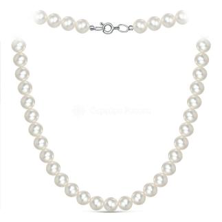 Колье из серебра с речным культивированным жемчугом родированное - 40 см