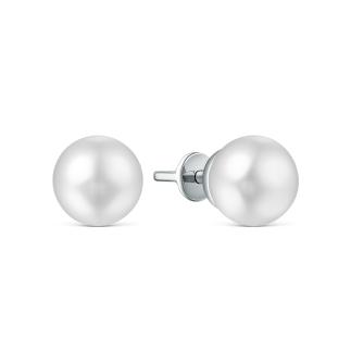 Серьги-пусеты из серебра с жемчугом родированные