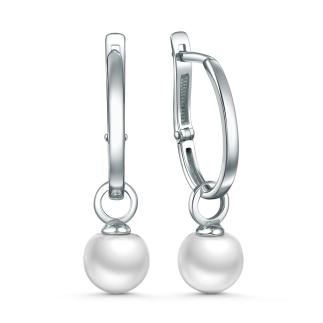 Серьги из серебра с культивированным жемчугом родированные (2 в 1)