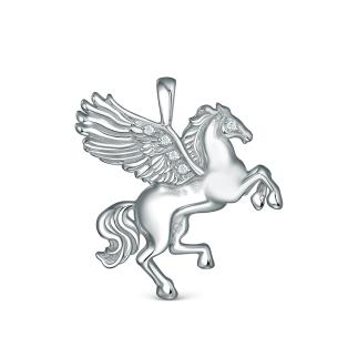 Подвеска из серебра с фианитами родированная - Пегас
