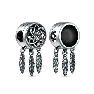 Подвеска-бегунок из чернёного серебра с агатом - Талисман (