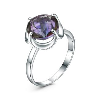 Кольцо из серебра с горным хрусталём родированное