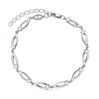 Браслет из серебра с фианитами родированный - Спаси и сохрани