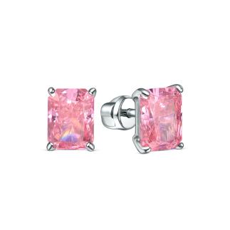 Серьги-пусеты из серебра с фианитом колотый лёд цвета морганит родированные