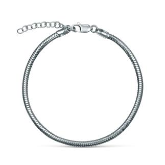 Браслет для шармов из серебра родированный - Плетение змейка, 19 см