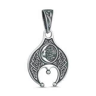 Подвеска двусторонняя из чернёного серебра - Лунница