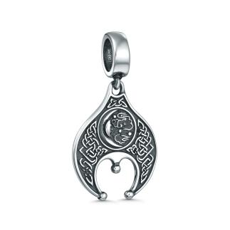 Подвеска двусторонняя из чернёного серебра - Лунница