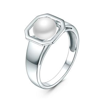Кольцо из серебра с жемчугом родированное