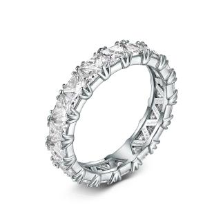 Кольцо из серебра с фианитами родированное