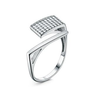 Кольцо из серебра с фианитами родированное