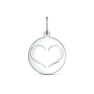 Подвеска сердце из серебра родированная