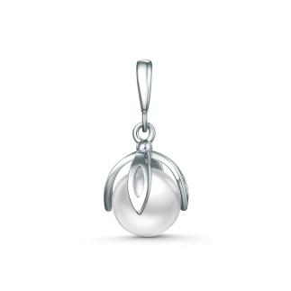 Подвеска из серебра с жемчугом Swarovski родированная