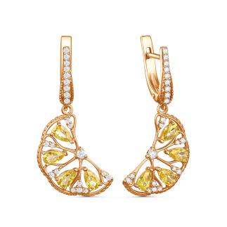Серьги из золочёного серебра с фианитами