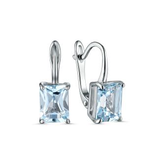 Серьги из серебра с топазами Sky родированные