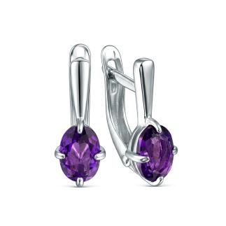 Серьги из серебра с аметистом африка родированные