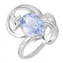 Кольцо из серебра с голубым кварцем родированное - фото