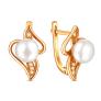 Серьги из золочёного серебра с культивированным жемчугом и фианитами