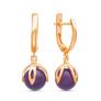 Серьги из золочёного серебра с нат.аметистом