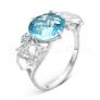 Кольцо из серебра с пл.кварцем цв.топаз и фианитами родированное