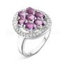 Кольцо из серебра с аметистом и фианитами родированное