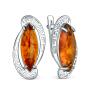 Серьги из серебра с прессованным янтарём родированные