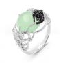 Кольцо из серебра с кварцем зеленый агат и фианитами родированное - фото