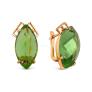 Серьги из золочёного серебра с пл.зелёным кварцем